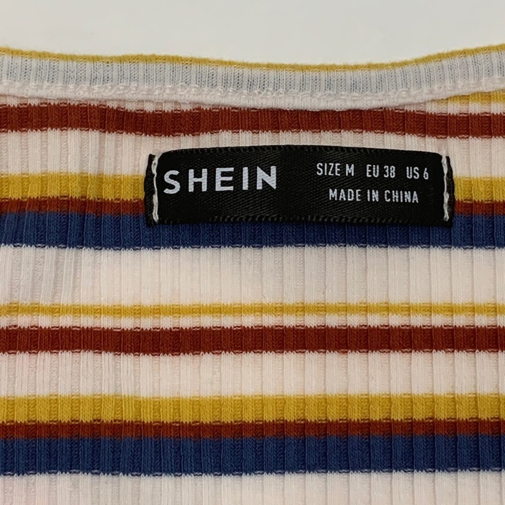 Shein Striped Button Front Tee Size M - image 4